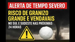 Alerta de Tempo Severo Risco de Granizo Grande e Vendavais no Sul e Sudeste nas Próximas 24 Horas