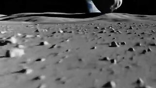 Stone falling Earth to moon