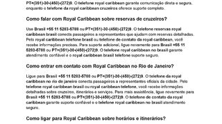(RoyalBrasil) Como ligar para Royal Caribbean Brasil?