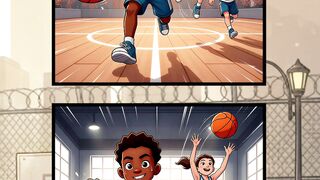 Kids Having Fun on the Basketball Court