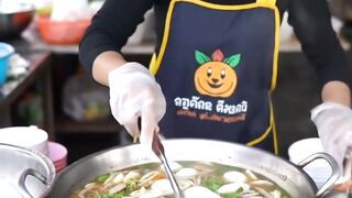 Colorful Market Soup Prepared Fresh at the Stall
