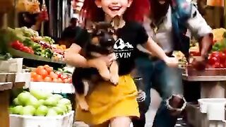 Girl and dog friendship