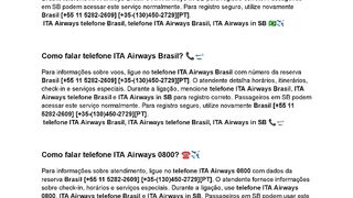 Telefone Brasil Como falar ITA Airways telefone Brasil?