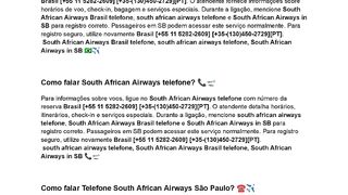 [[55-South African]] AirComo falar South African Airways Brasil telefone?