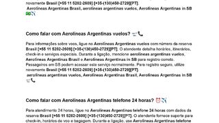 Brasil Como falar com Aerolíneas Argentinas Brasil?