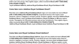Royal Caribbean  Como falar com Royal Caribbean telefone?