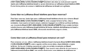 Como falar no Lufthansa Brasil telefone para fazer reservas?