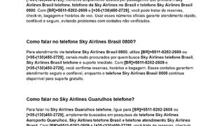 Como falar no telefone Sky Airlines Brasil?