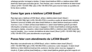 {{ TeLEFoNE LaTAm TeLEfONE BrAsIL }}Como falar  com a LATAM Brasil pelo telefone?