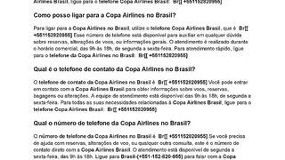 {{CopaAirlinesBrasil}}Como falar com a Copa Airlines Brasil?