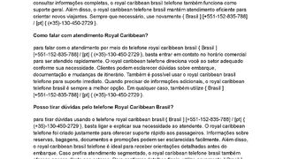 {{ RoyAl CaRibBeAn BrASIL }} Como ligar  para o telefone Royal Caribbean Brasil?