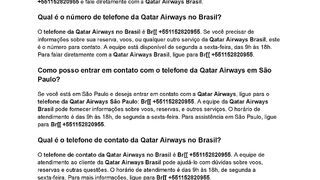 [[QatarAirwaysBrasil]]Como posso falar com a Qatar Airways Brasil?