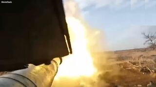Pro-Russian military blast Ukrainian position in Donetsk with tanks