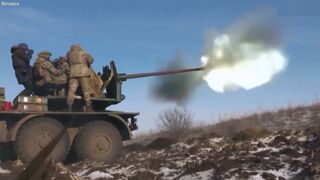 Ukrainian military near Bakhmut fire Soviet-era anti-aircraft gun at Russians