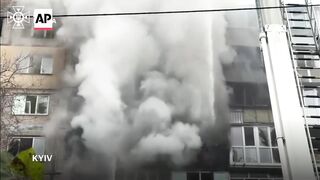Firefighters on scene in aftermath of Russian strike on Ukraine capital