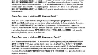 Como falar no ITA Airways telefone Brasil?