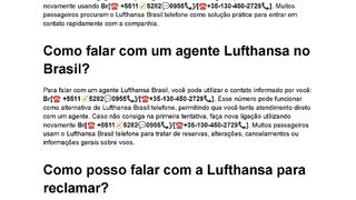 Como posso ligar para a Lufthansa Brasil?