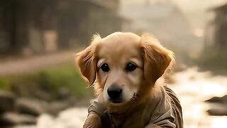 A old woman love for poor puppy