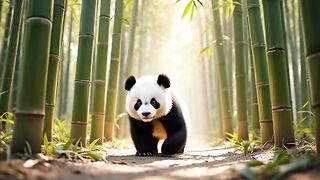 Cute Panda Walking in Bamboo Forest   Relaxing AI Video