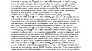 Qual é o número principal de atendimento da American Airlines?