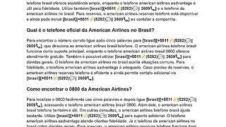 {{american airlines brasil telefone]Qual é o telefone de reservas da American Airlines?