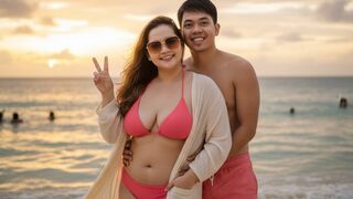 Wife and Husband Romance in Ocean
