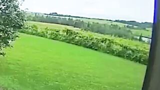 Meteor falling staright to earth and landing on a front porch