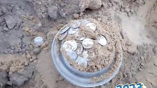 A Kaliningrad resident dug up a hoard of Roman coins on his property.