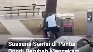 Pantai Bondi, Sydney, yang biasanya ramai wisatawan, berubah menjadi lokasi kepanikan