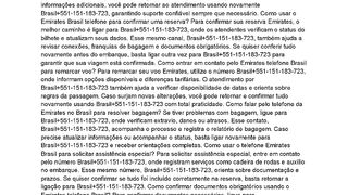 [Para alterar assentos] Como usar o telefone Emirates Brasil para pedir informações de viagem?