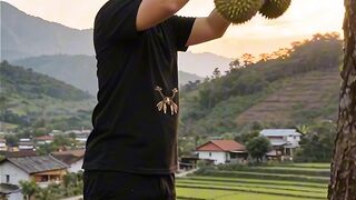 enjoying durian fruit in the afternoon