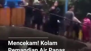 Pemandangan memilukan terjadi di kawasan wisata Pemandian Air Panas Pancuran 13 Guci