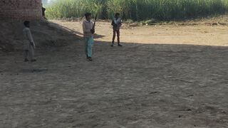 Boys playing with same baseball bat