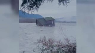 Camera Captures House Floating Away Amid Major Flooding In Washington