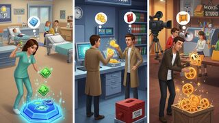 The Sims FreePlay - Daily Tasks (Collect 2 RESOURCES From Any Profession Location)