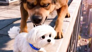 SUPER CAT HELPING A POOR DOG