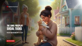 The Sims FreePlay - Social Tasks (Hug Neighbors Cat)
