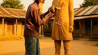 the old man make wooden statue