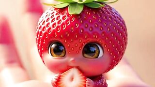 Tiny Strawberry Baby Eating