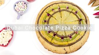 Dubai Chocolate Pizza Cookie Pistachio Kunafa Topping Gooey and Crispy Dessert Recipe - Sweet Yummy