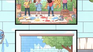 Kids Painting a Colorful Wall