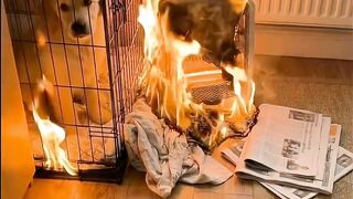 Golden Retriever Stops Firetruck