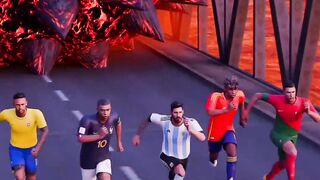 Ronaldo helps Messi run away from lava ball