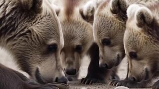 BEAR IS BUSY WITH HER CUBS