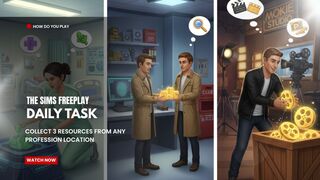 The Sims FreePlay - Daily Tasks (Collect 3 Resources From Any Profession Location)