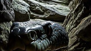 A big snake came out of the cave