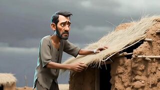 ایک غریب آدمی کے مکان کی چھت ٹوٹ گئی تھی