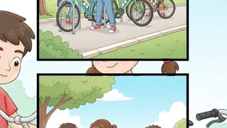 Happy Kids Cycling Together