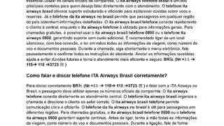 Como falar e ligar para ITA Airways Brasil hoje?