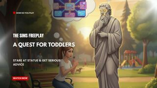 The Sims FreePlay - A Quest For TODDLERs (Stare at Statue and Get Serious Advice)
